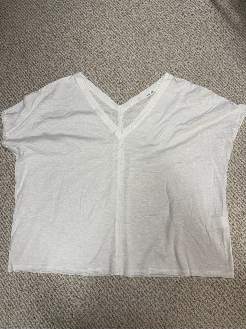 Amaryllis Lightweight White V-Neck Boxy Tee
